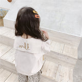 Girls' embroidered large lapel shirt