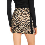 Large size women's leopard stitching skirt elastic waist elastic