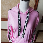 Ladies Loose And Thin Letter Ribbon Hooded Sweater