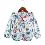 Summer Fall Children's Clothing Tops Girls Casual Boys Girls Jackets Gray & Blue Hooded Jacket Girls