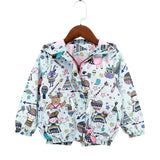 Summer Fall Children's Clothing Tops Girls Casual Boys Girls Jackets Gray & Blue Hooded Jacket Girls