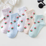 Strawberry Socks Children's Thin Socks Girls Medium Tube