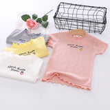 Girls short-sleeved T-shirt bottoming shirt 2021 summer new fruit pattern shirt cotton fungus children's clothing Korean version