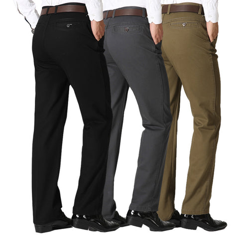 Men's cotton casual straight-leg cargo trousers