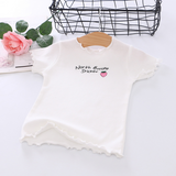 Girls short-sleeved T-shirt bottoming shirt 2021 summer new fruit pattern shirt cotton fungus children's clothing Korean version