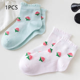 Strawberry Socks Children's Thin Socks Girls Medium Tube