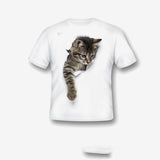 Creative Damaged Cat Print T-shirt