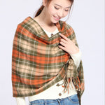 The 2021 Winter Scarf Cashmere Scarf fringed shawl collar ladies Plaid long scarf one generation