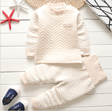 Autumn and winter new children's thermal underwear set boys and girls thickening infant three-layer warm high waist set