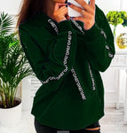 Ladies Loose And Thin Letter Ribbon Hooded Sweater